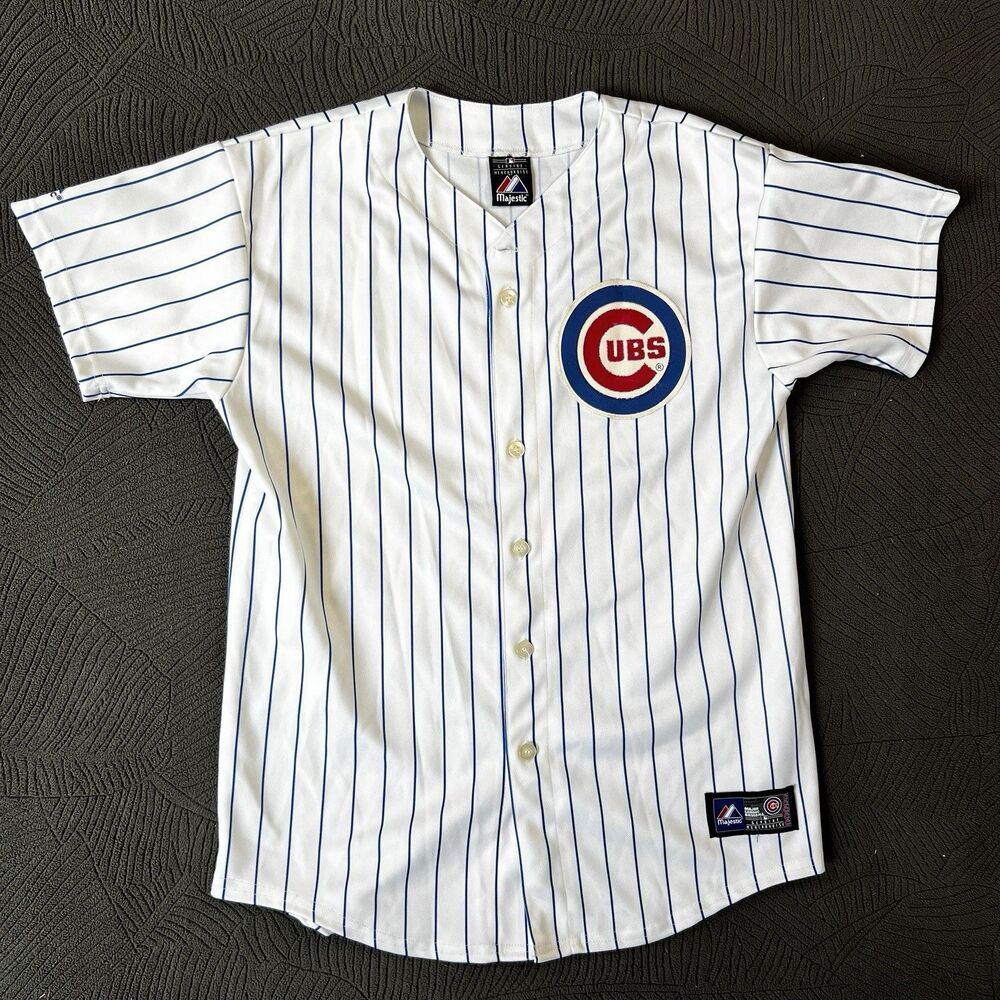 Vintage Chicago Cubs Majestic Baseball Jersey Men's XL Pinstripe White #45 Retro